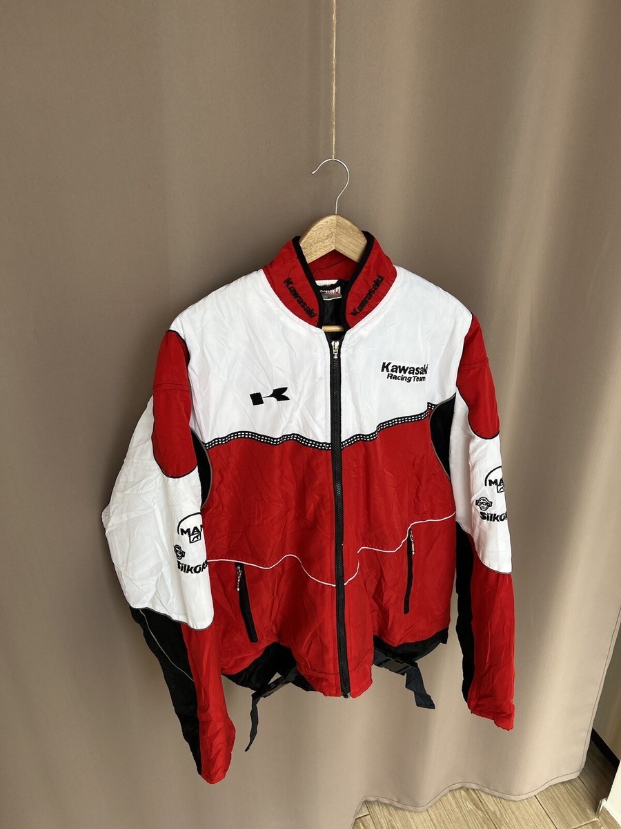 Kawasaki Racing Team Jacket White-Red Vintage Full Zip Size XL | eBay