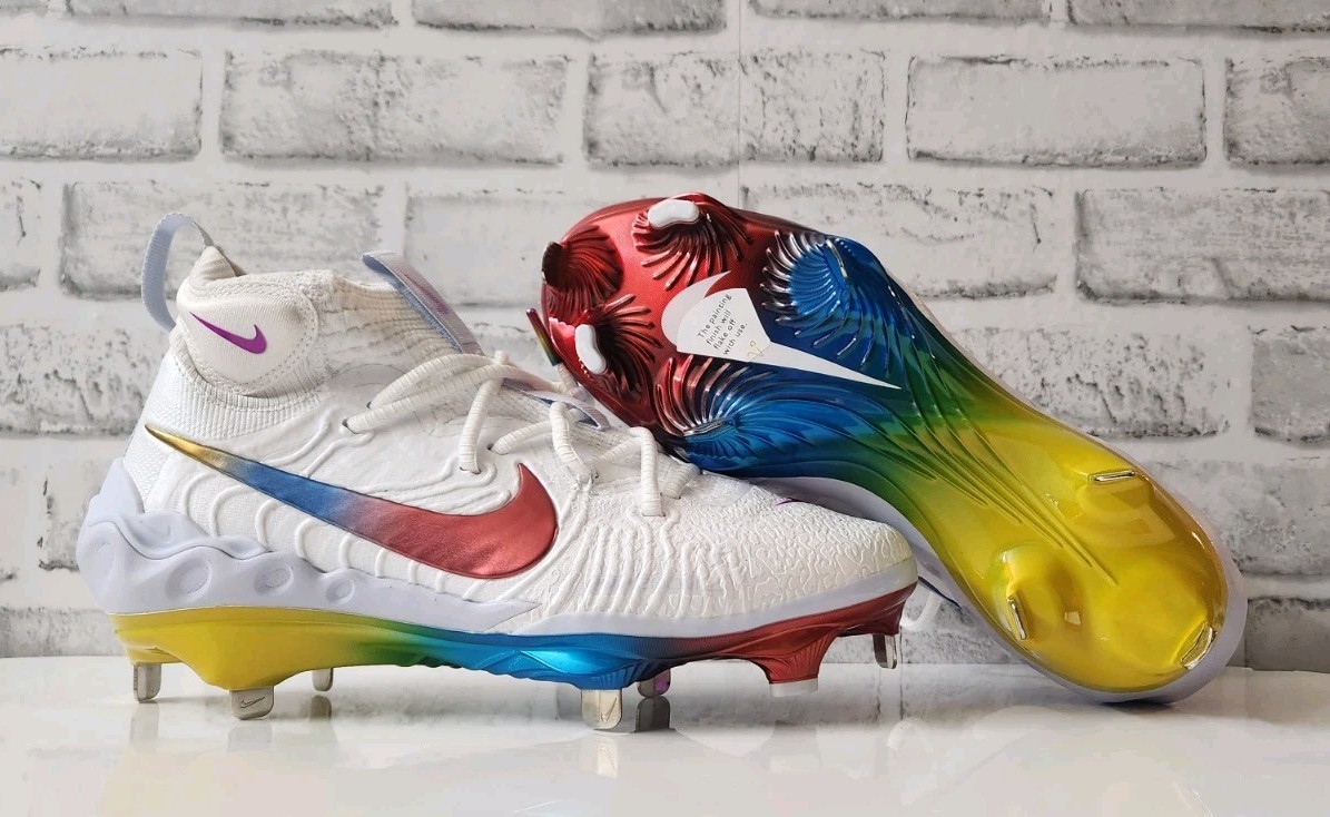 Nike Alpha Huarache NXT White Rainbow Baseball Cleats Men's Size 7
