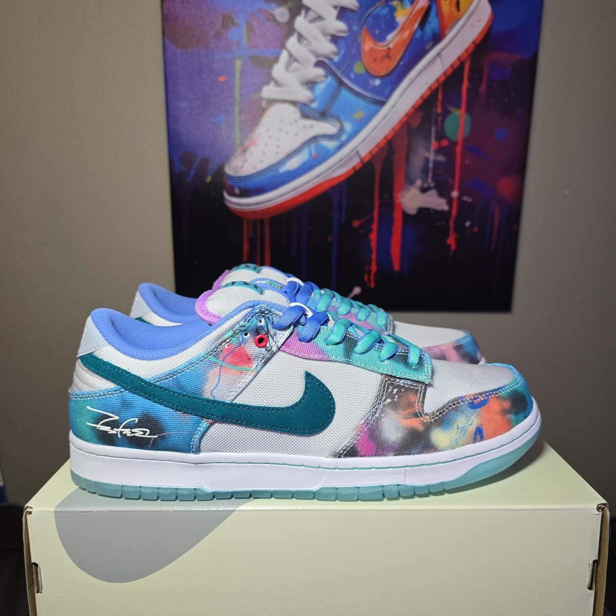 Size 12 - Nike Futura Laboratories x Dunk SB Low Bleached Aqua | eBay