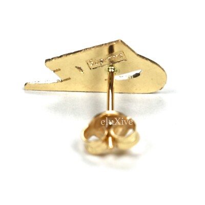 NWT Supreme NY Nike 14k Solid Gold Swoosh Logo Earring Men's FW18