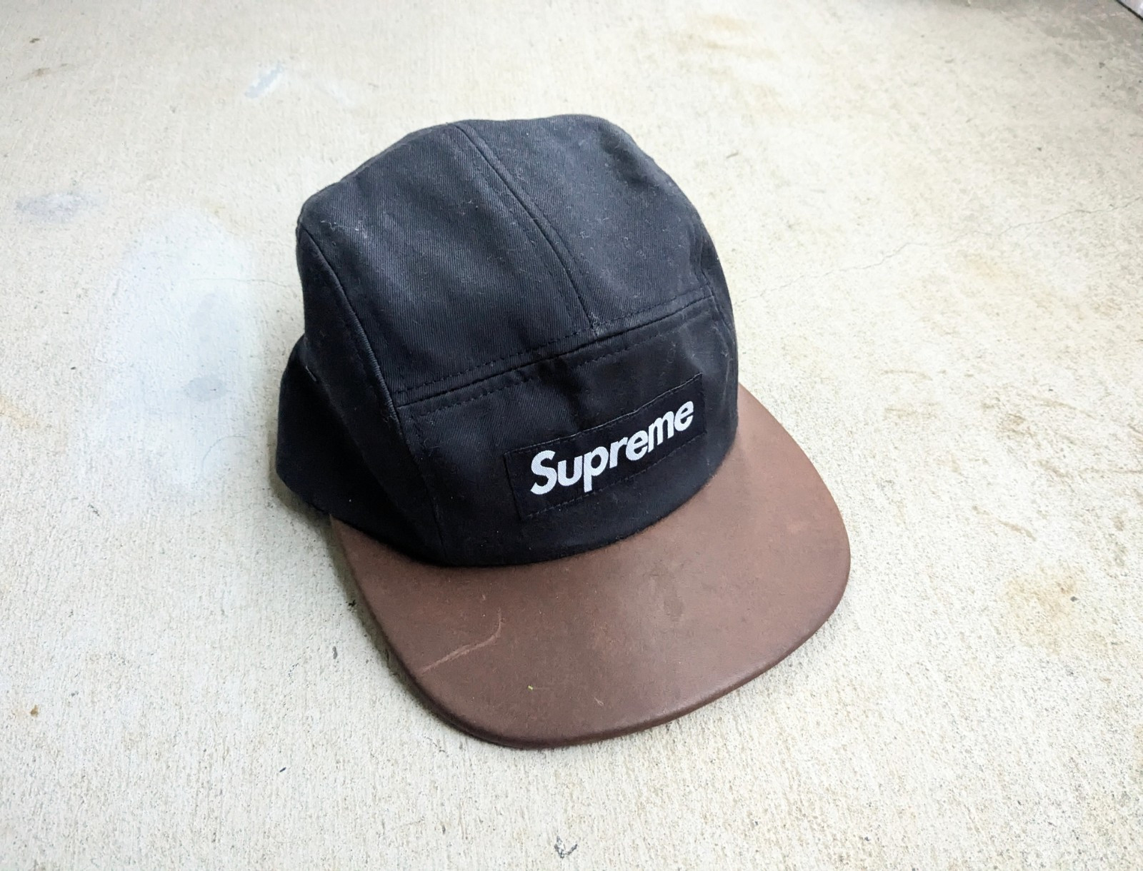 Supreme Expedition Leather Camp Cap 5-Panel Hat SS15 Black Box