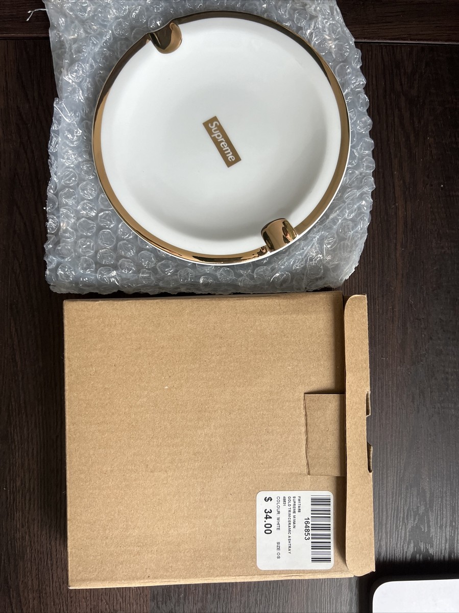 SUPREME GOLD TRIM CERAMIC ASHTRAY BOX LOGO 2017 BRAND NEW | eBay