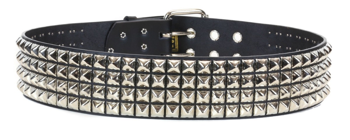 4 Row Pyramid Studded Leather Belt Punk, Gothic Thrashmetal, Sid