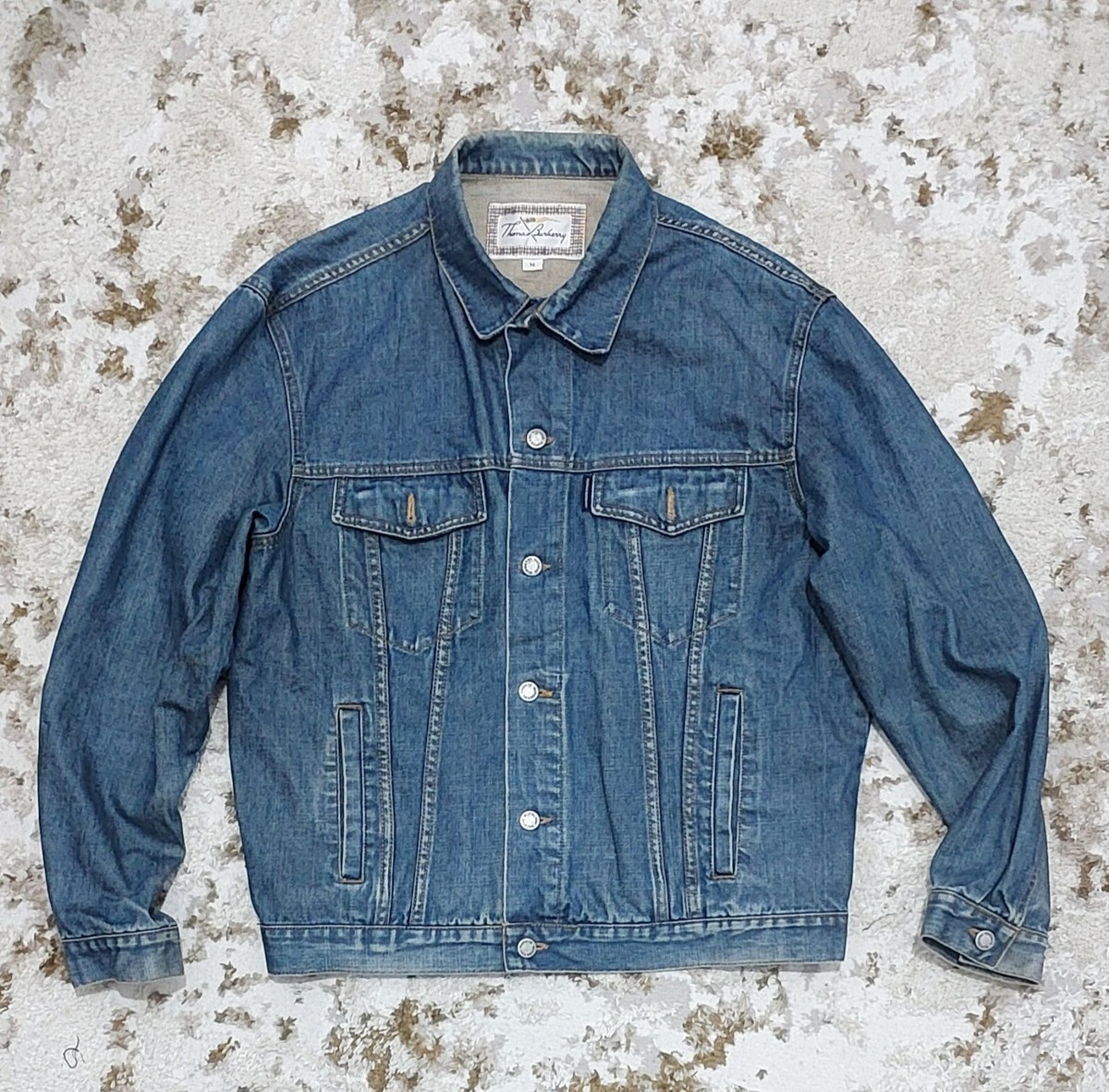Vintage Thomas Burberry Men's Blue Denim Jeans Jacket Cotton