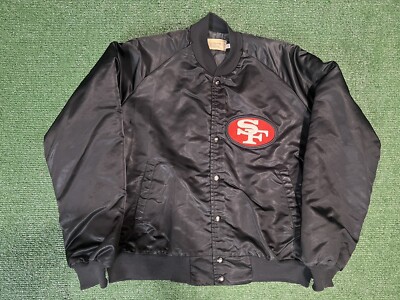 Vintage Chalk Line 49ers Black Satin Jacket Starter rare 80s 90s