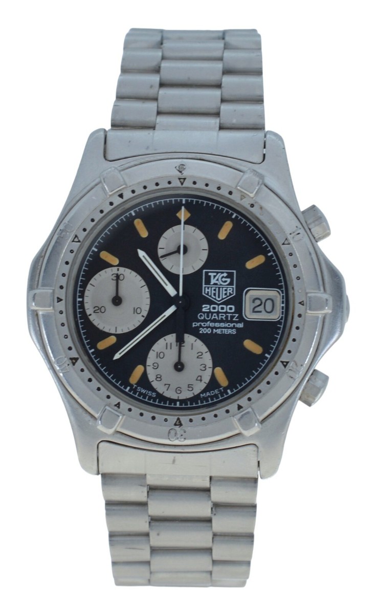 Vintage Tag Heuer Men's 38mm 2000 Series Chronograph Watch Black