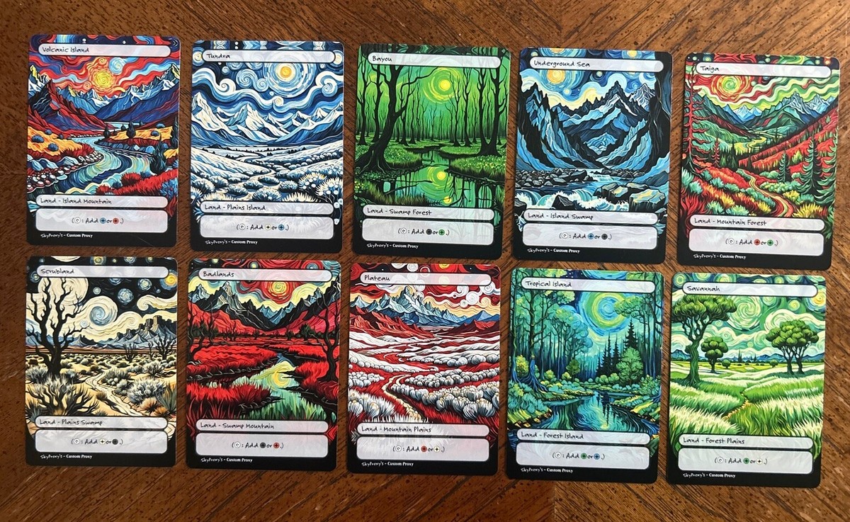Original Dual Land Set - Altered Art Custom MTG - Van Gogh Style