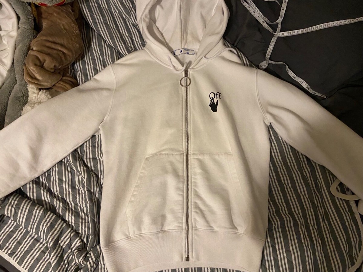 off white men white zip up cotton hoodie size XS | eBay