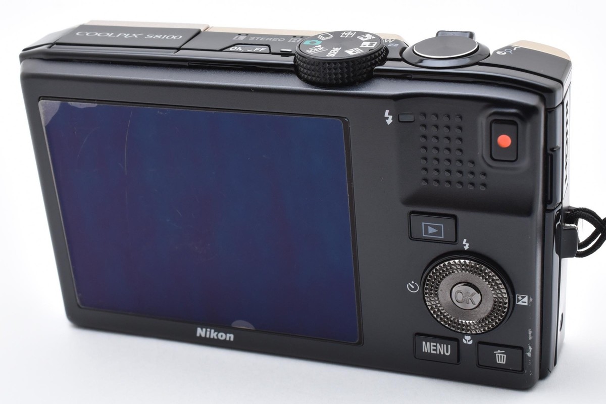 NEAR MINT] Nikon COOLPIX S8100 Gold – Works LCD Corner Black Strap