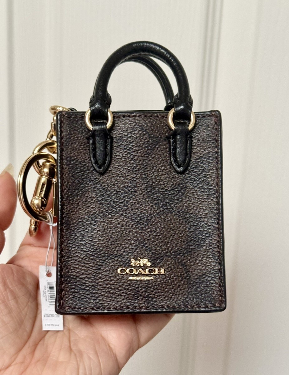 NWT Coach North South Mini Tote Leather Bag Charm Keychain CX069