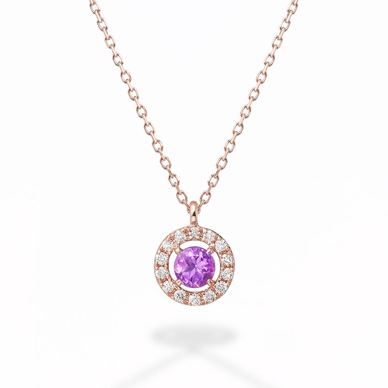 Color Pendant]K18アメジスト/ダイヤモンド/ペンダント(ゴールド