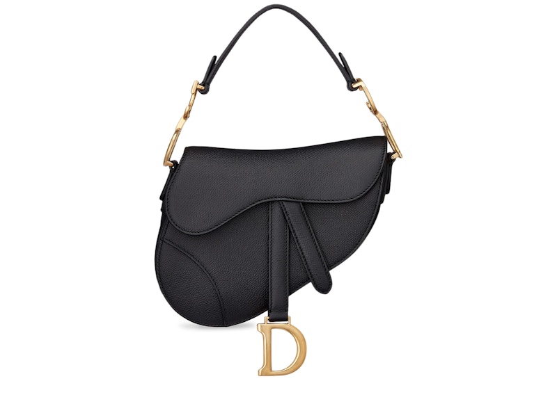 Dior Saddle Bag Calfskin Mini Black in Embossed Calfskin with Aged