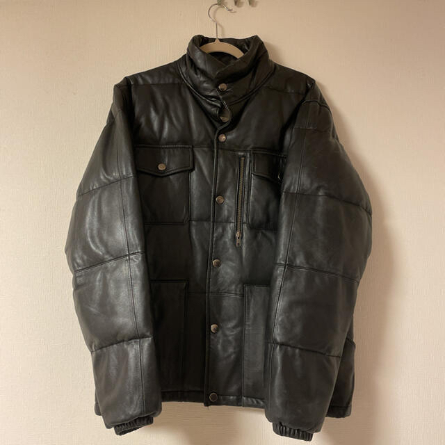 STUSSY - 【old stussy】 羊革 レザーダウンジャケット 青タグ supreme