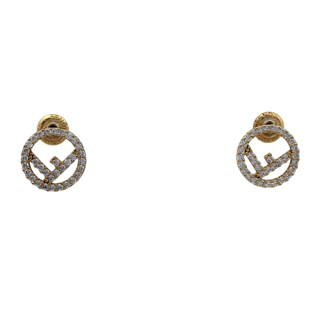 FENDI - フェンディ エフイズ ラインストーン ピアス GP 【中古】の