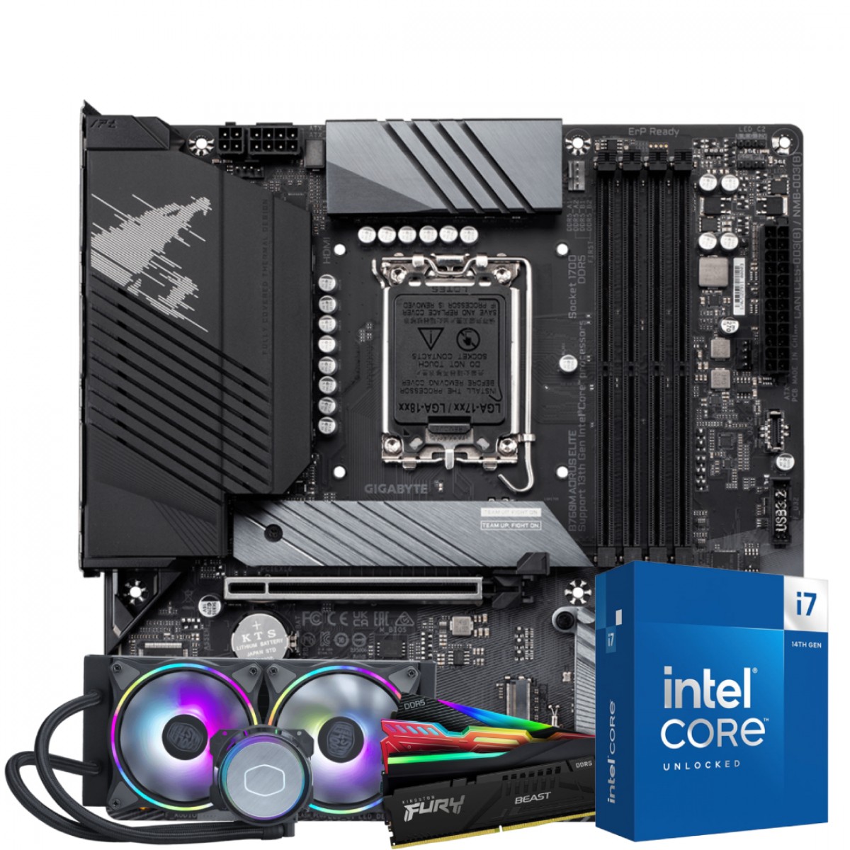 Kit Upgrade, Intel Core i7 14700KF, Placa Mãe Chipset Z790, Water