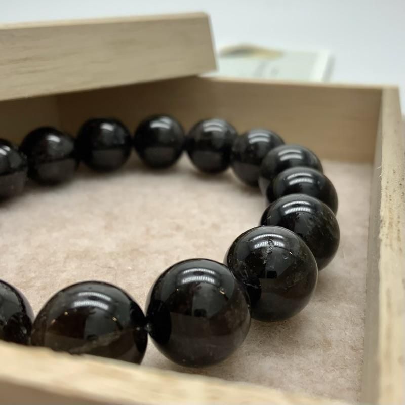 黒平産黒水晶 ブレスレット 12mm玉 】 モリオン 山梨県 黒平鉱山 黒平
