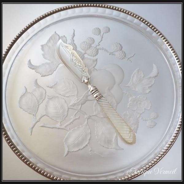 Victorian Sterling Silver MOP Butter Knife 英国アンティーク