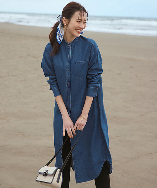 洗える】23区DENIM ライトダンガリー シャツ ワンピース
