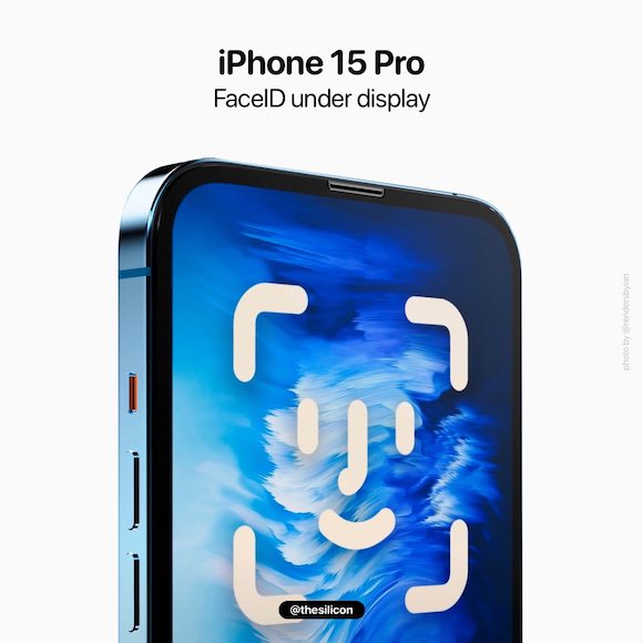 iPhone15 Proが画面下埋込み型Face ID搭載〜パンチホールが丸型に変更