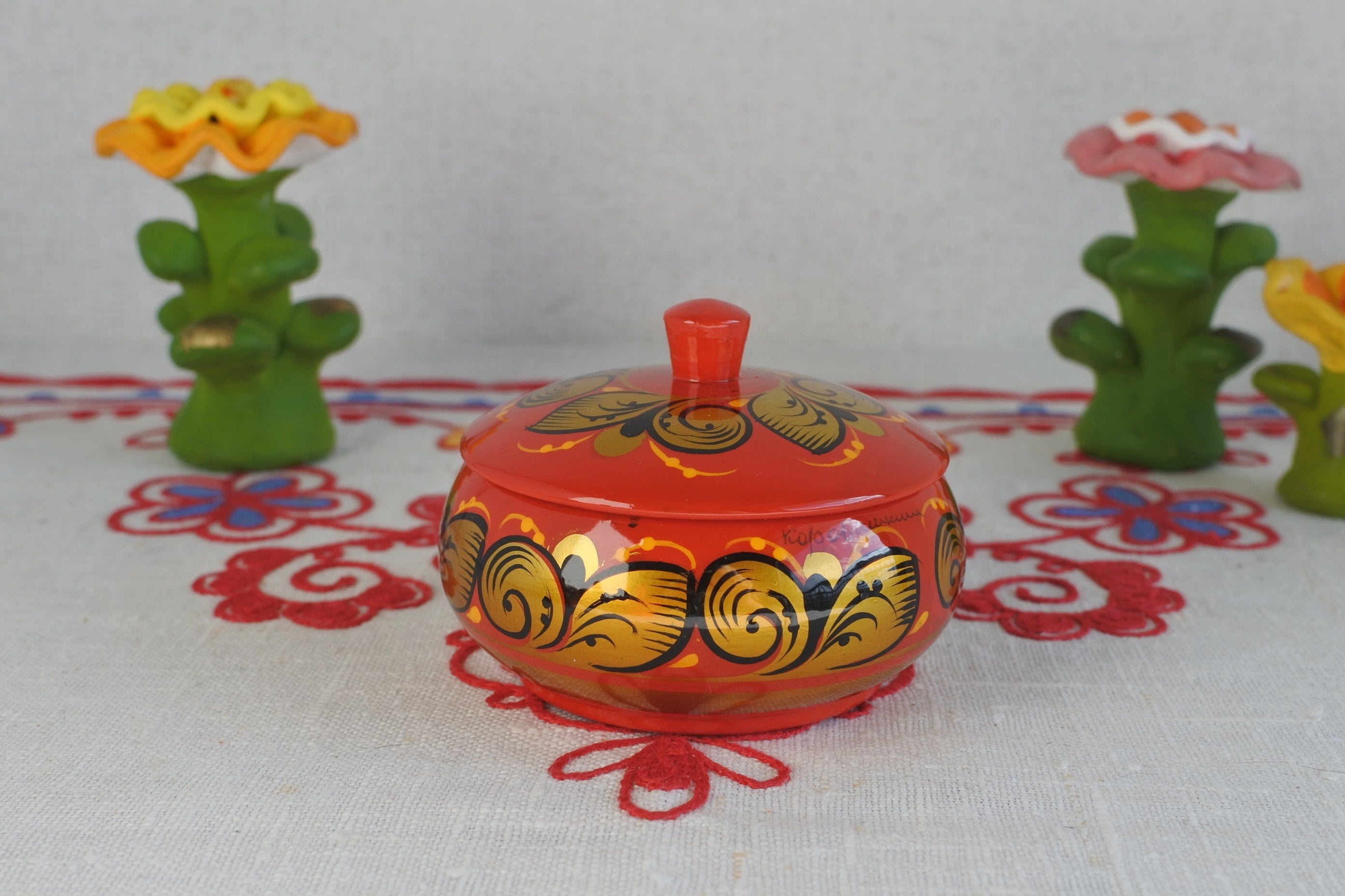 ロシア民芸品 ホフロマ塗 器 木製 食器 ロシア雑貨いりえのほとり 神戸