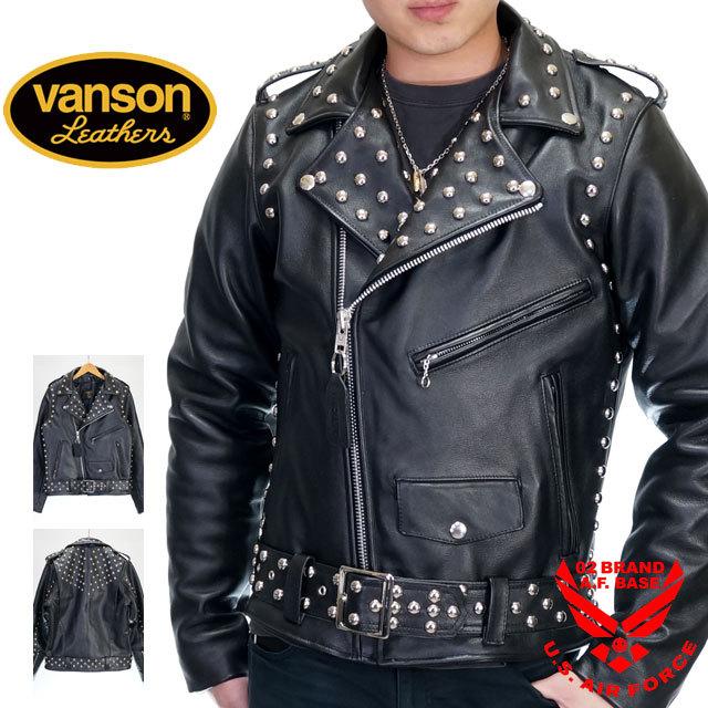 VANSON（バンソン） スタッズ レザー ダブルライダースジャケット C2