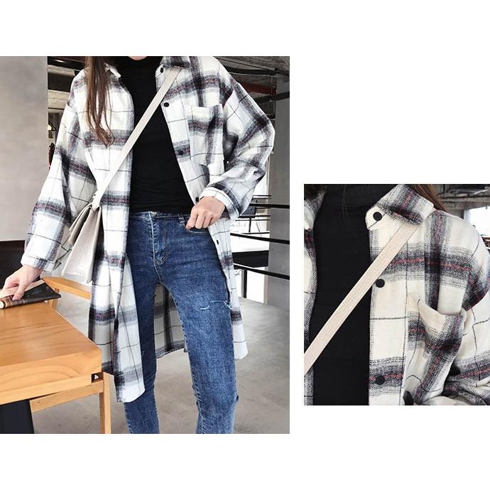 チェック シャツ ロングシャツ ボーイフレンド風 カジュアル ブロック