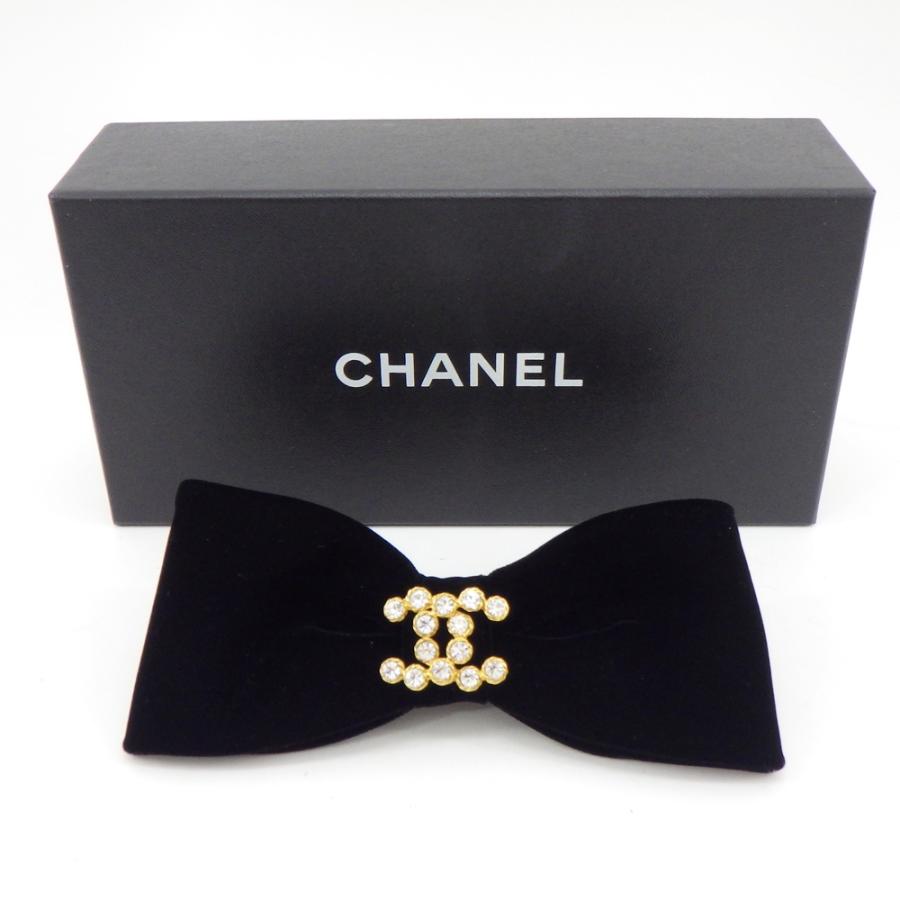 CHANEL（シャネル） リボン バレッタ ベルベット ココマーク ブラック
