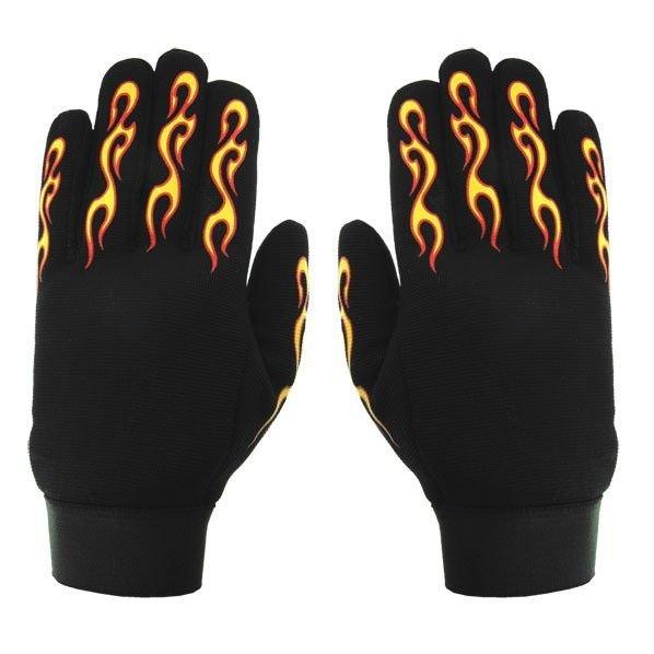 バイク メカニック グローブ Yellow Red Flame イエロー レッド 炎柄