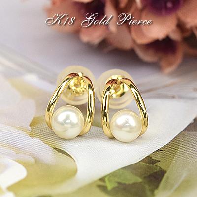 18金 パールピアス スタッドピアス 18k K18 ゴールド 淡水真珠 6月