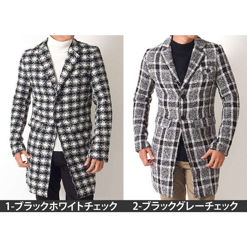チェスターコート メンズ ロングコート タータンチェック 千鳥格子