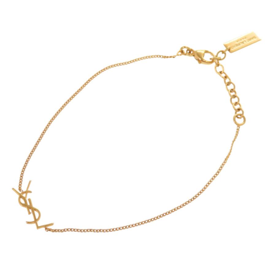 美品 サンローランパリ YSL ロゴ ブレスレット メタル ゴールド