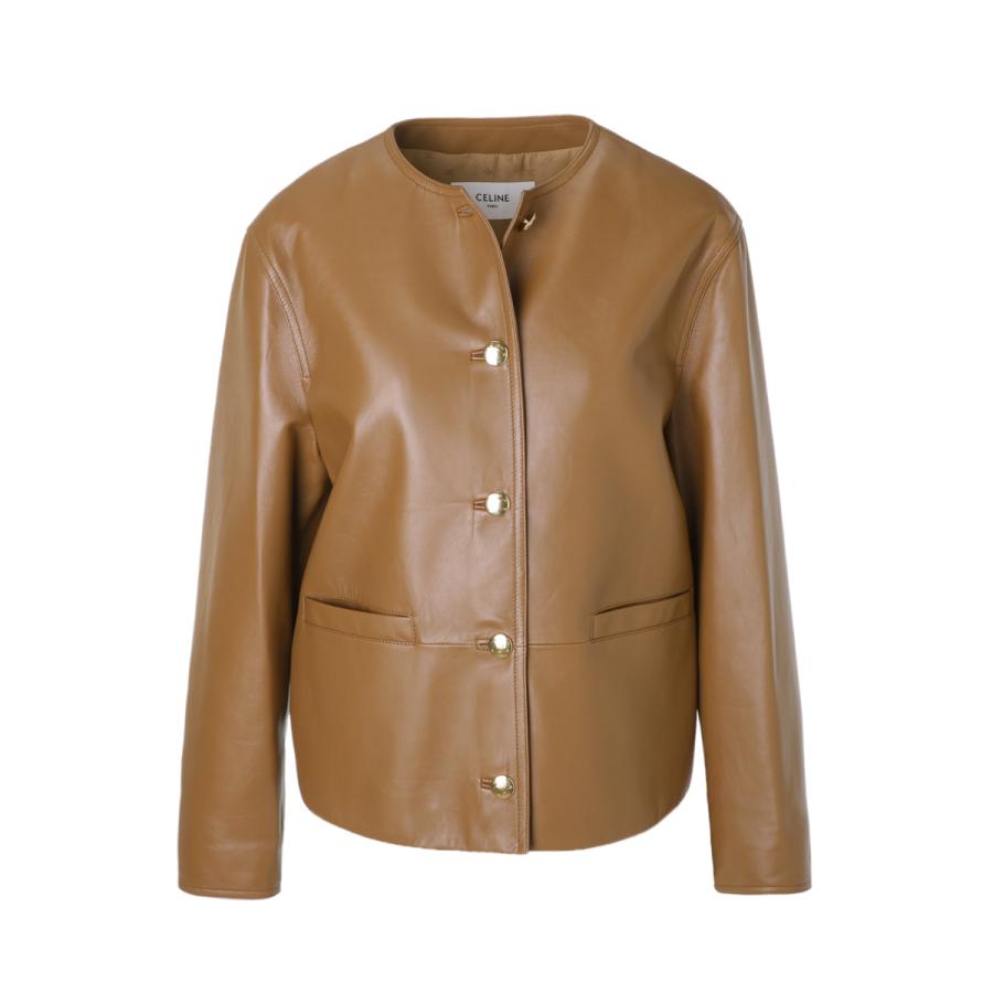 CELINE（セリーヌ） レザージャケット VESTE COL ROND ノーカラー