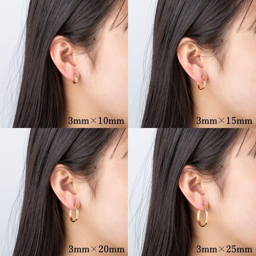 ポストのみ18金 フープピアス メンズ レディース 3mm×15mm K18 18K K18