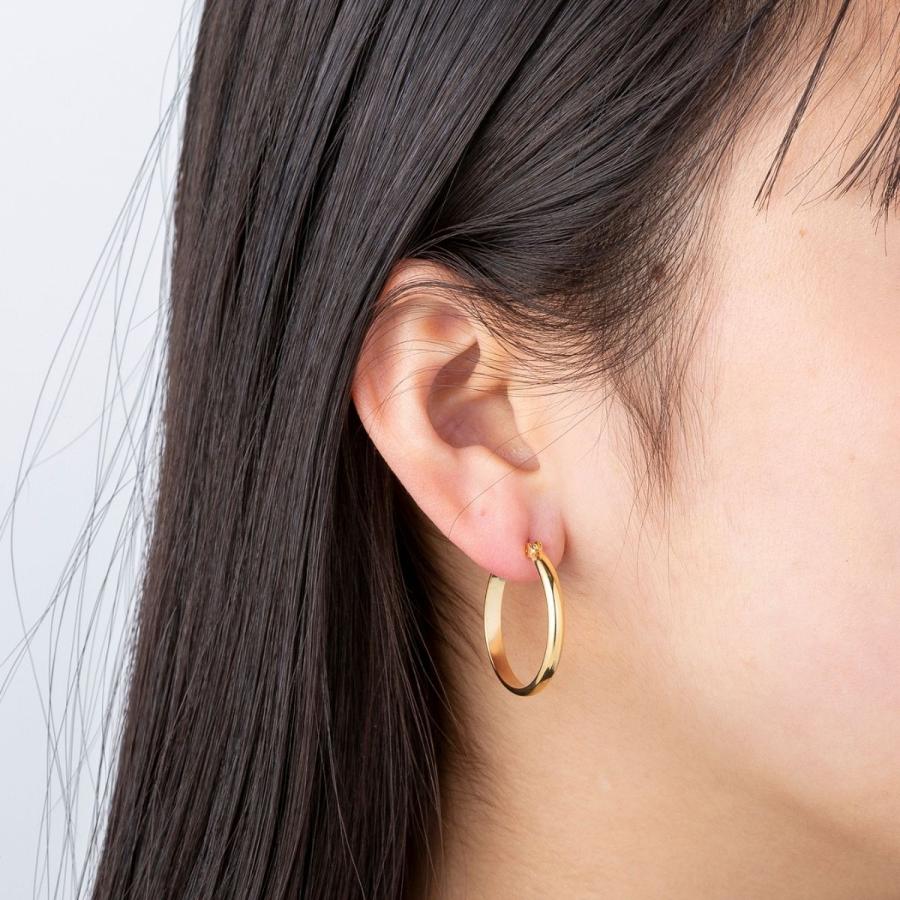 ポストのみ18金 フープピアス メンズ レディース 3mm×25mm K18 18K K18