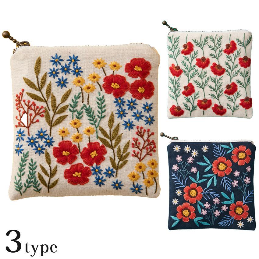 戸塚刺繍キット Wild Garden スクエアポーチ1 | 戸塚刺しゅう 刺繍