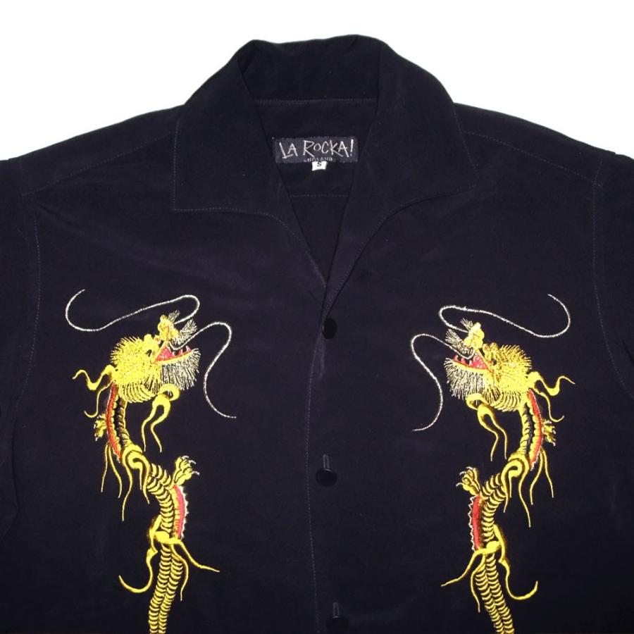 JOHNSONS・LA ROCKA! ENGLAND DRAGON Embroidery Rockabilly Shirt