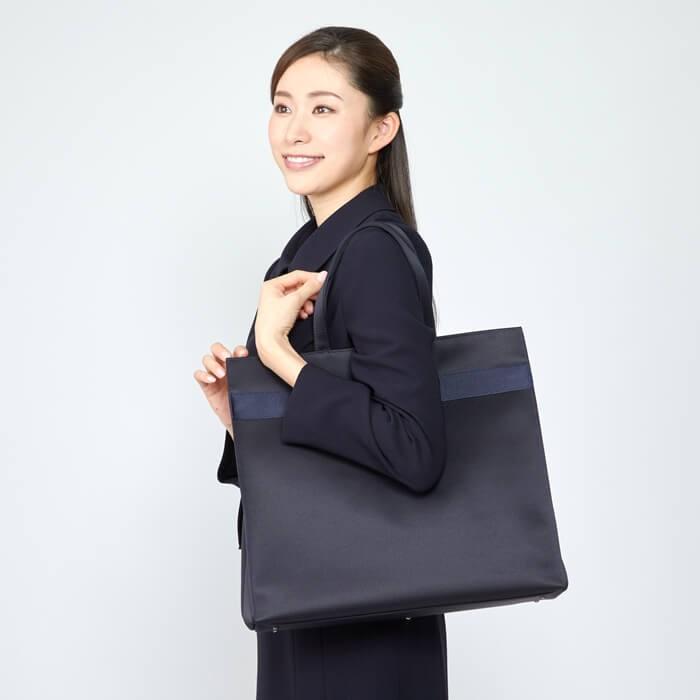 東京ソワール お受験 トートバッグ 大容量 リボン スーツ 紺 ネイビー