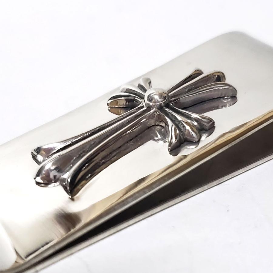 マネークリップ/札挟み シルバー925 68mm フローラルクロス紋章 大型