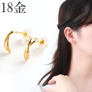 18金 フープピアス 18k 2×10 k18 輪っか 1ペア メンズ 18金ピアス