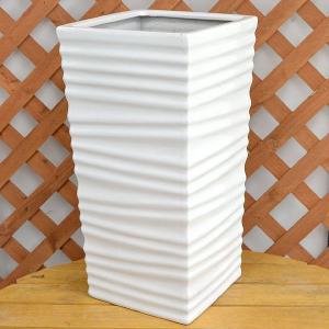 ロングスクエア陶器鉢M ホワイト 8号サイズ : フラワー
