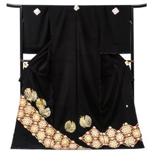 着物 京友禅 黒留袖 金駒刺繍 金彩金駒刺繍加工 乱菊に鶴 あすかや