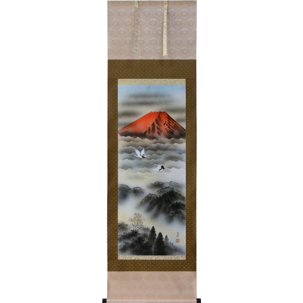 掛軸 赤富士 東村 (掛け軸 尺五立) 幅54.3cm×丈185cm : 大瑠堂 - 通販