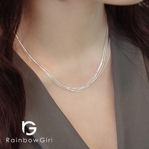 RainbowGirl ネックレス レディース 多重チェーン シンプル キラキラ
