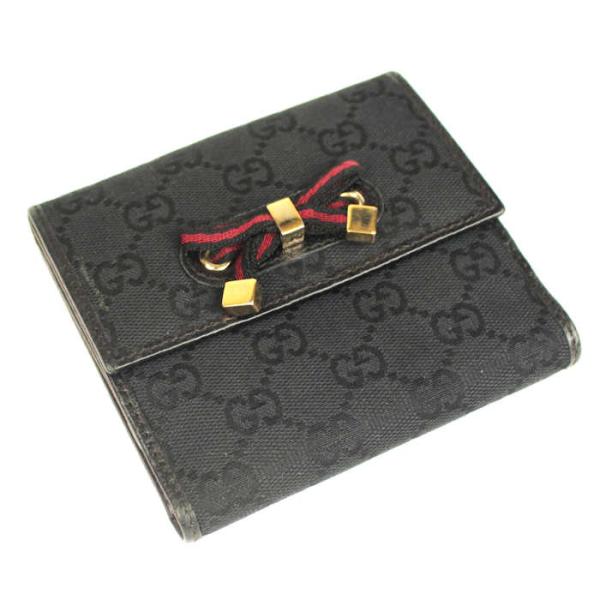 リボンライン GUCCI プリンシー Wホック 財布 折りたたみ GGキャンバス