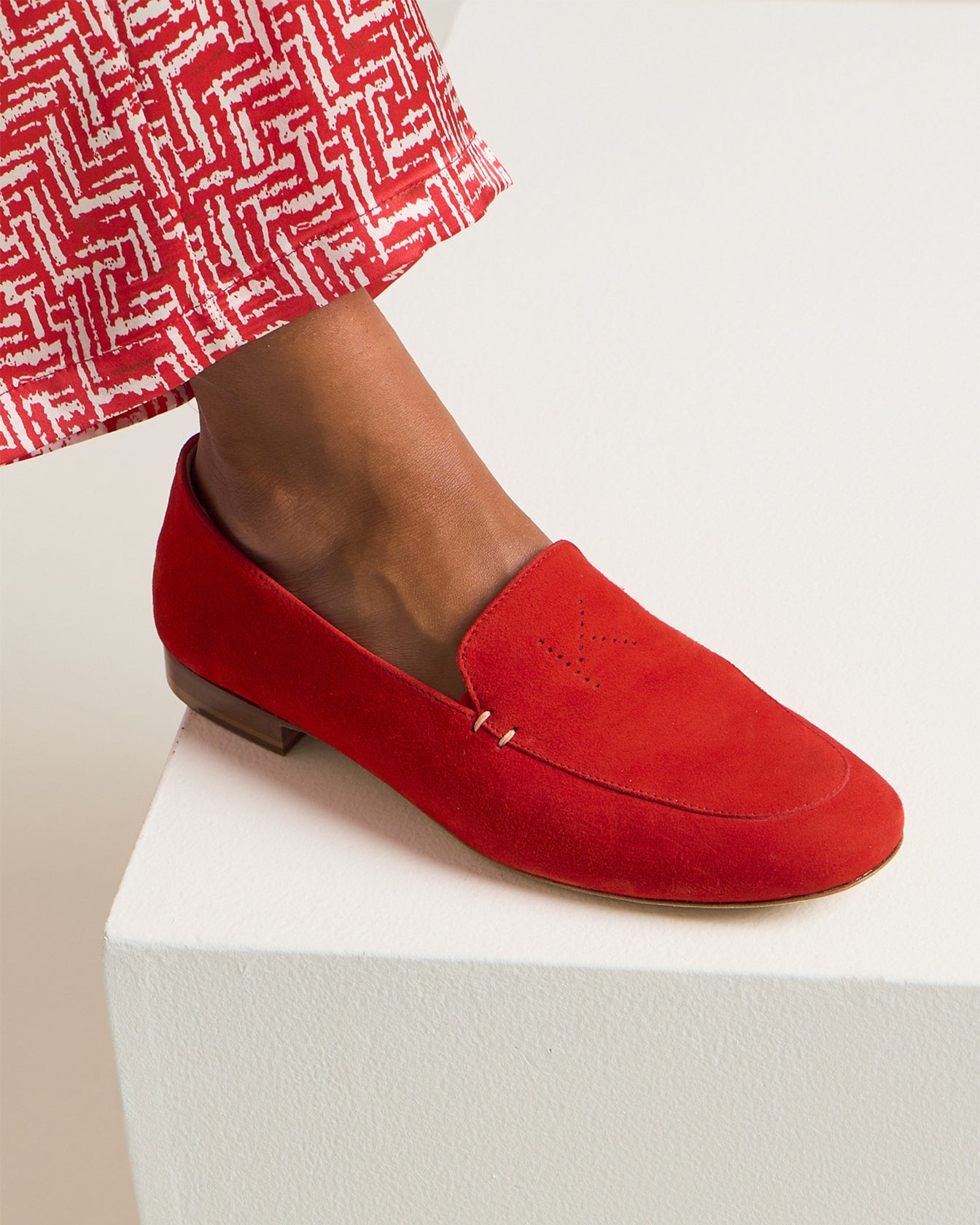 Red suede women's 