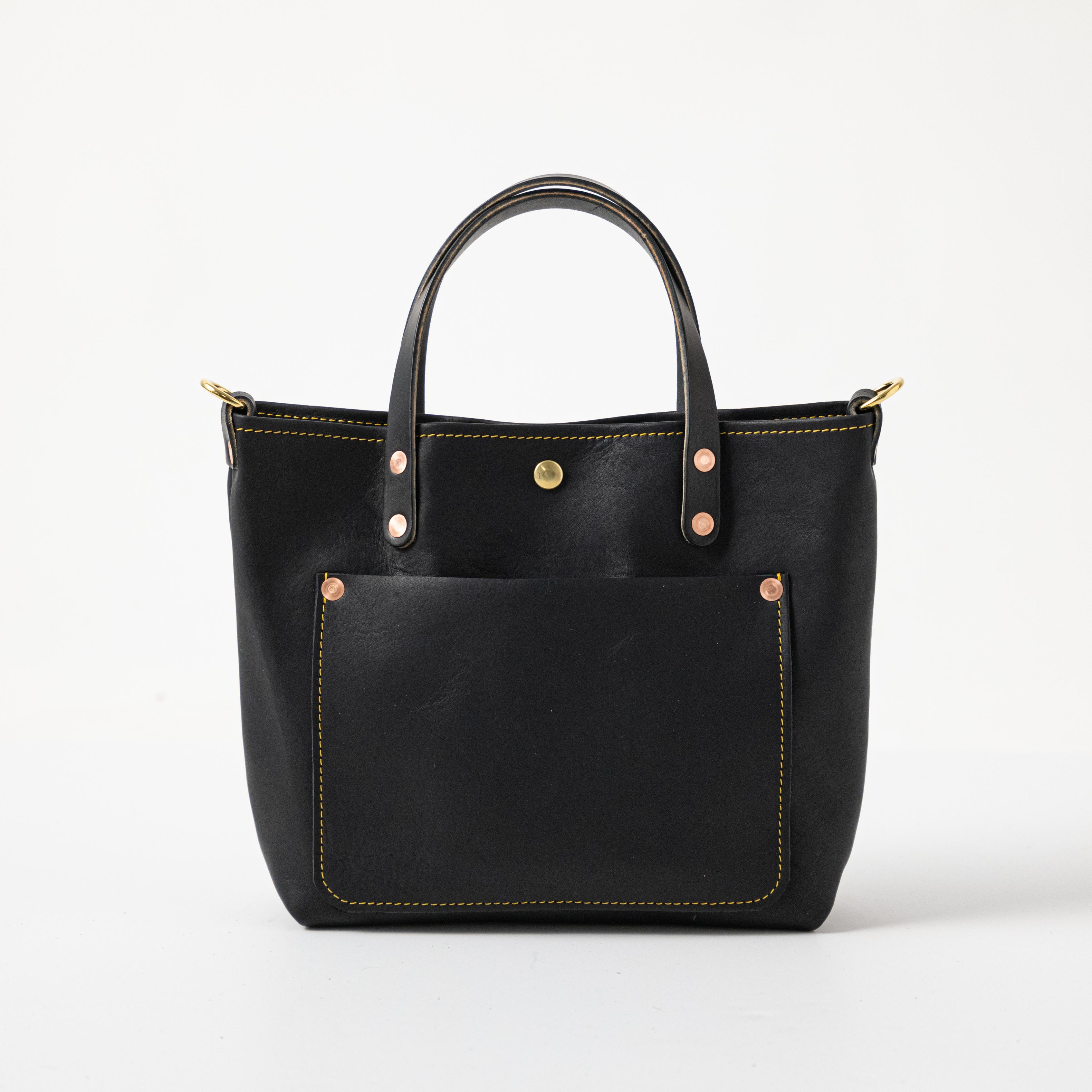 Mini Travel Tote | Mini Leather Tote Bag with Exterior Pocket KMM