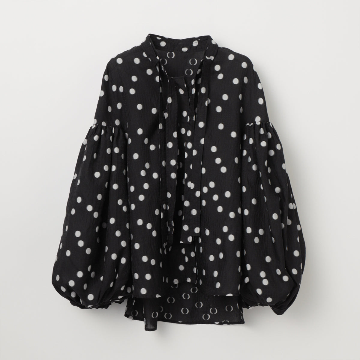 Sheer Polka Dot Ribbon Blouse – L'AUBE BLANC