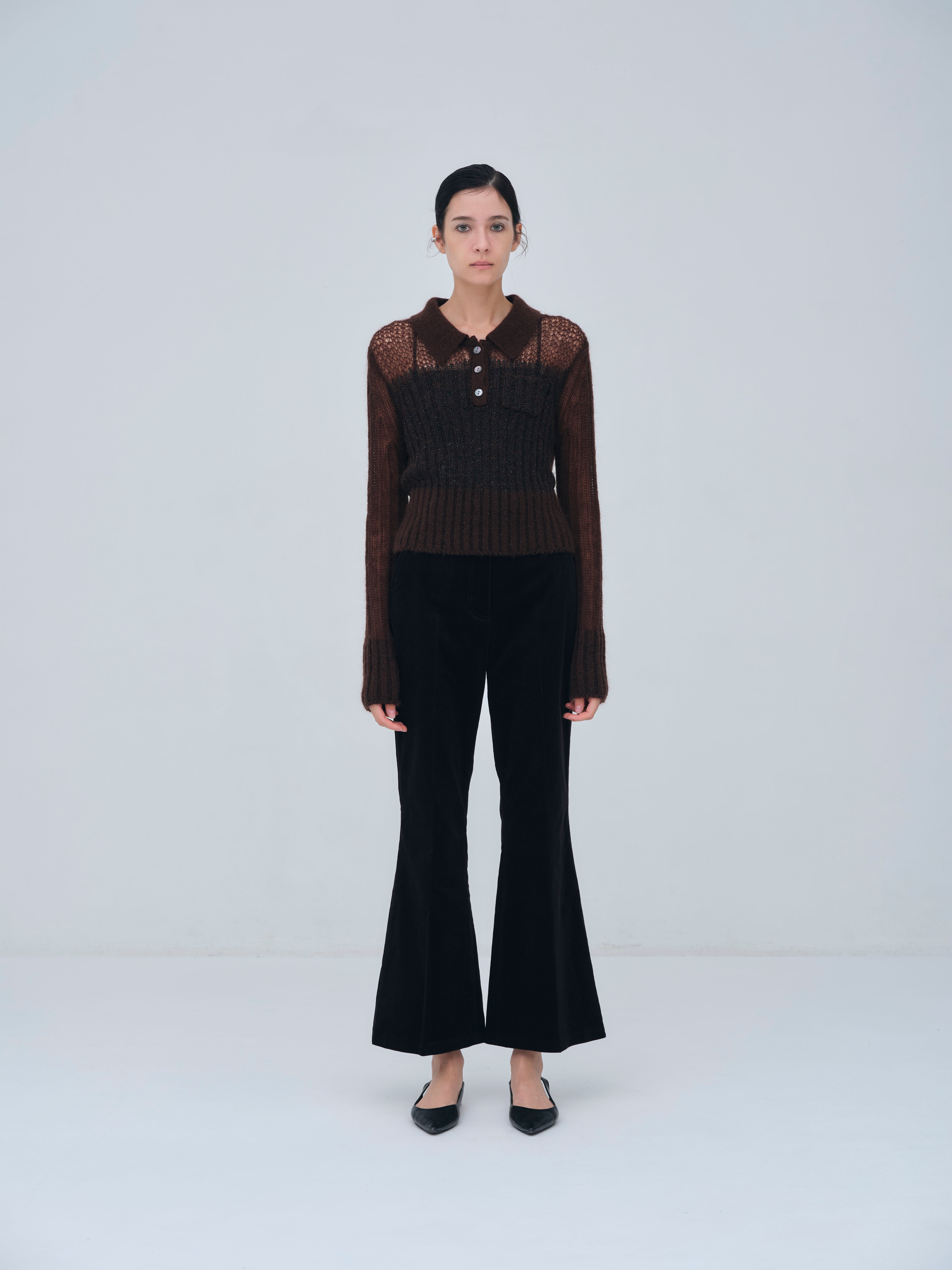 Sequin Sheer Polo Knit – L'AUBE BLANC