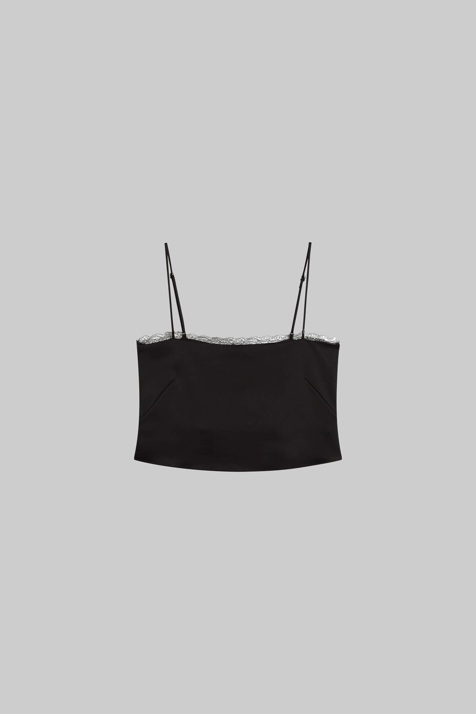 LESET Barb Lace Cami in Black in Satin
