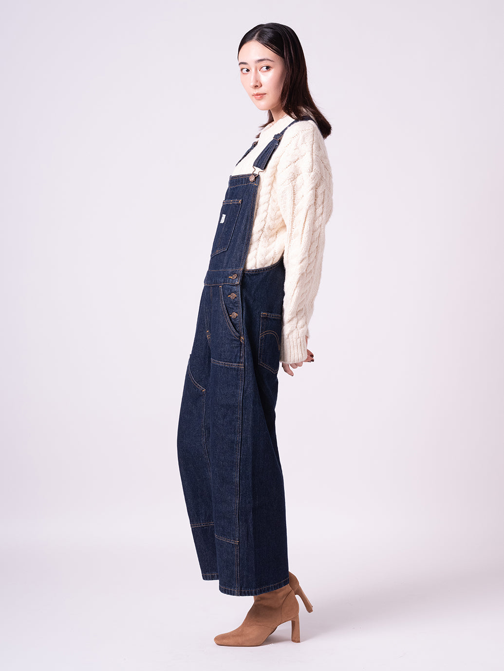 BAGGY ハイウエスト オーバーオール ダークインディゴブルー